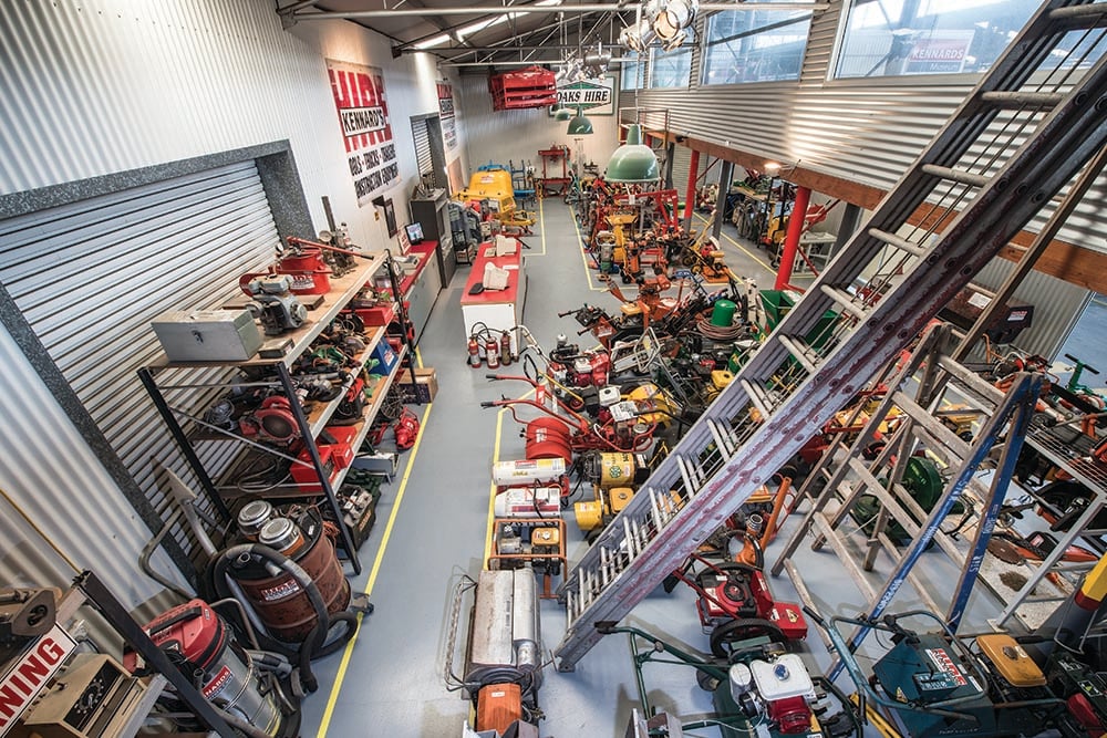 An inside shot of the Kennards Hire Museum showroom and equipment