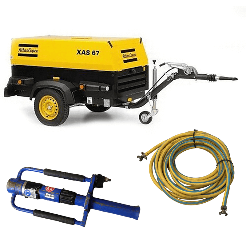 AIR POST DRIVER COMPRESSOR 130CFM PACKAGE for Rent Kennards Hire