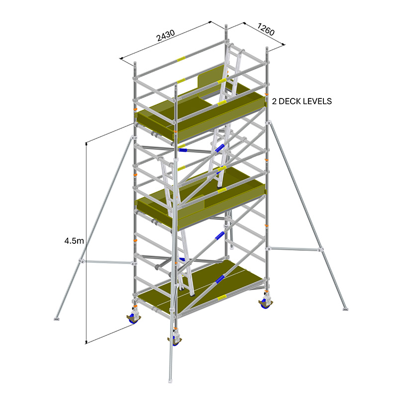 For Rent Double Width Aluminium Scaffold 4.5M - Kennards Hire