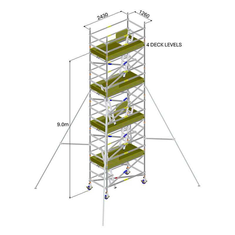 For Rent Double Width Aluminium Scaffold 9M - Kennards Hire