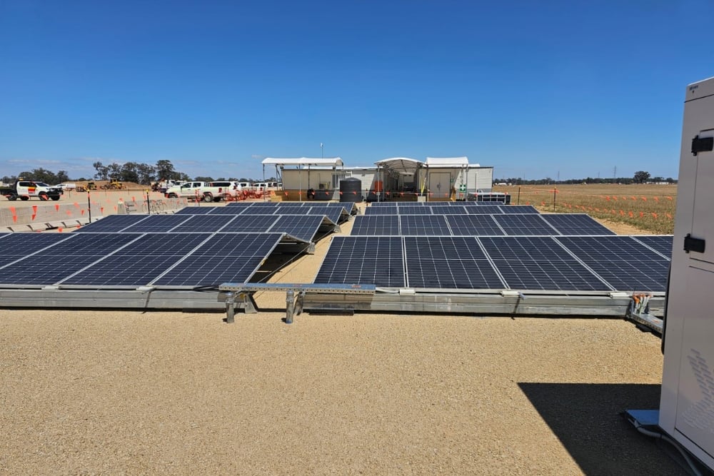 Solar panels setup on a jobsite