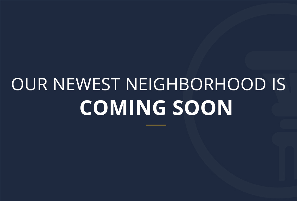 Our newest neighborhood is coming soon text overlaid on transparent Terrata Homes logo