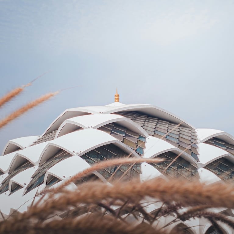 View of the dome of the Al Jabbar Grand Mosque in Indonesia