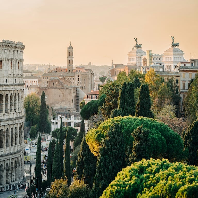 View from Colosseum over ancient forum