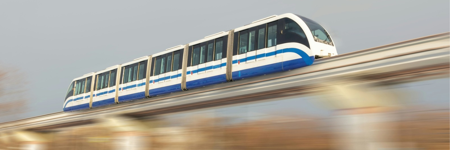 Train Traveling on a bridge
