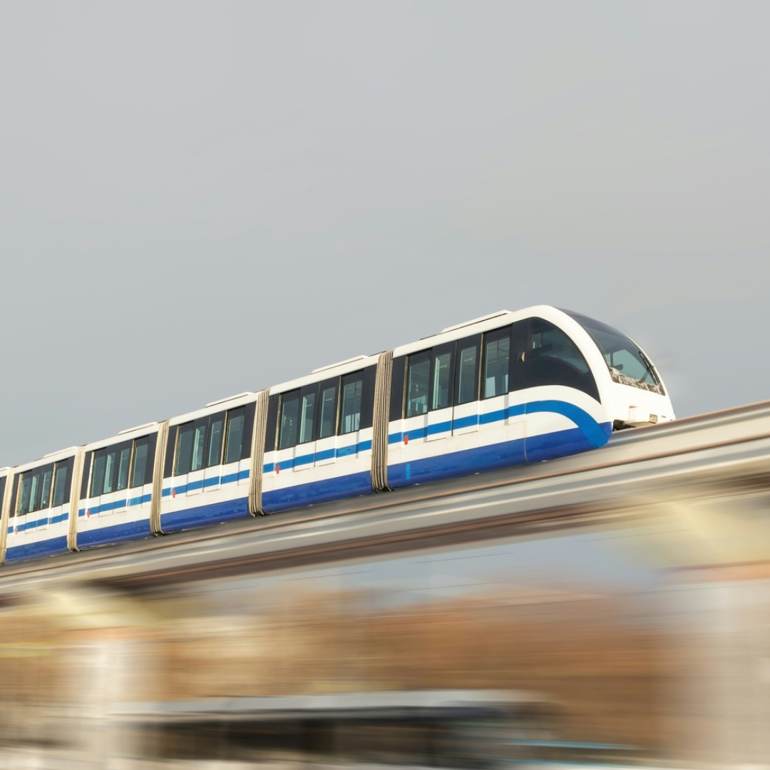Train Travelling on a bridge
