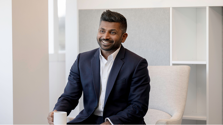 man sitting in office chair