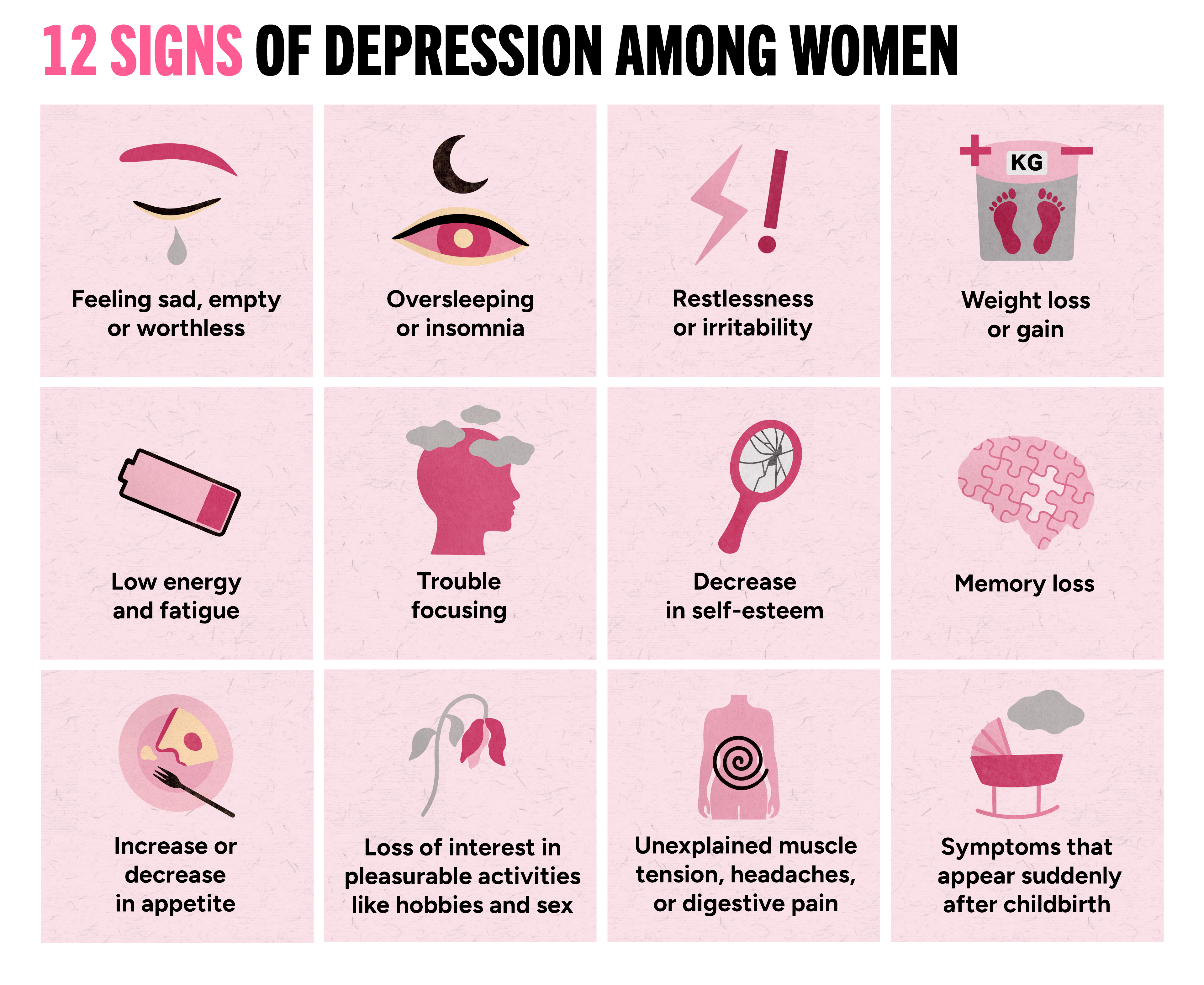 12 signs of depression among women