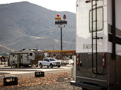 An RV at a Love's RV Stop