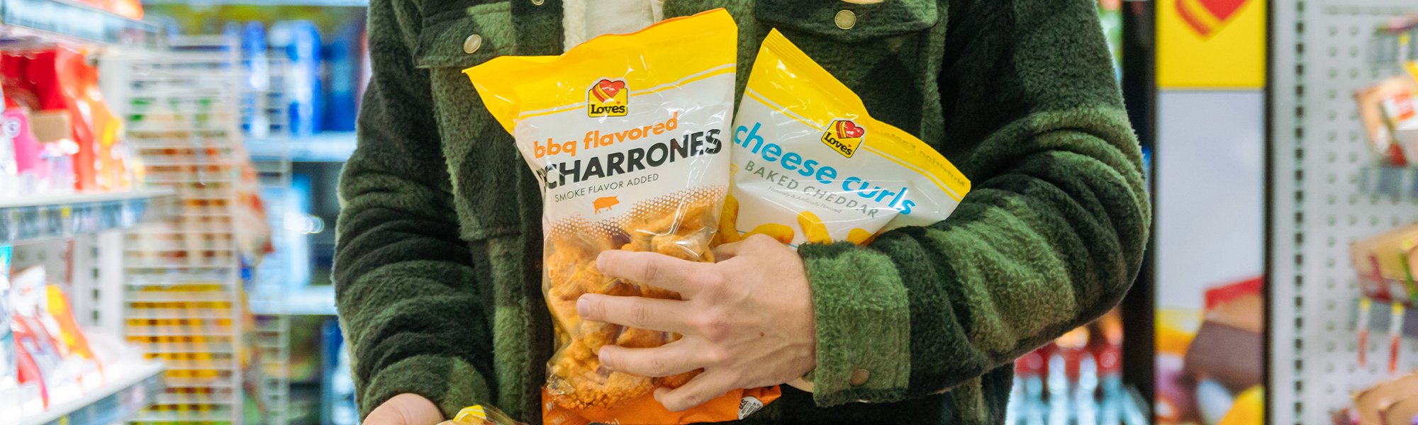 Love's Chicharrones and cheese curl chips