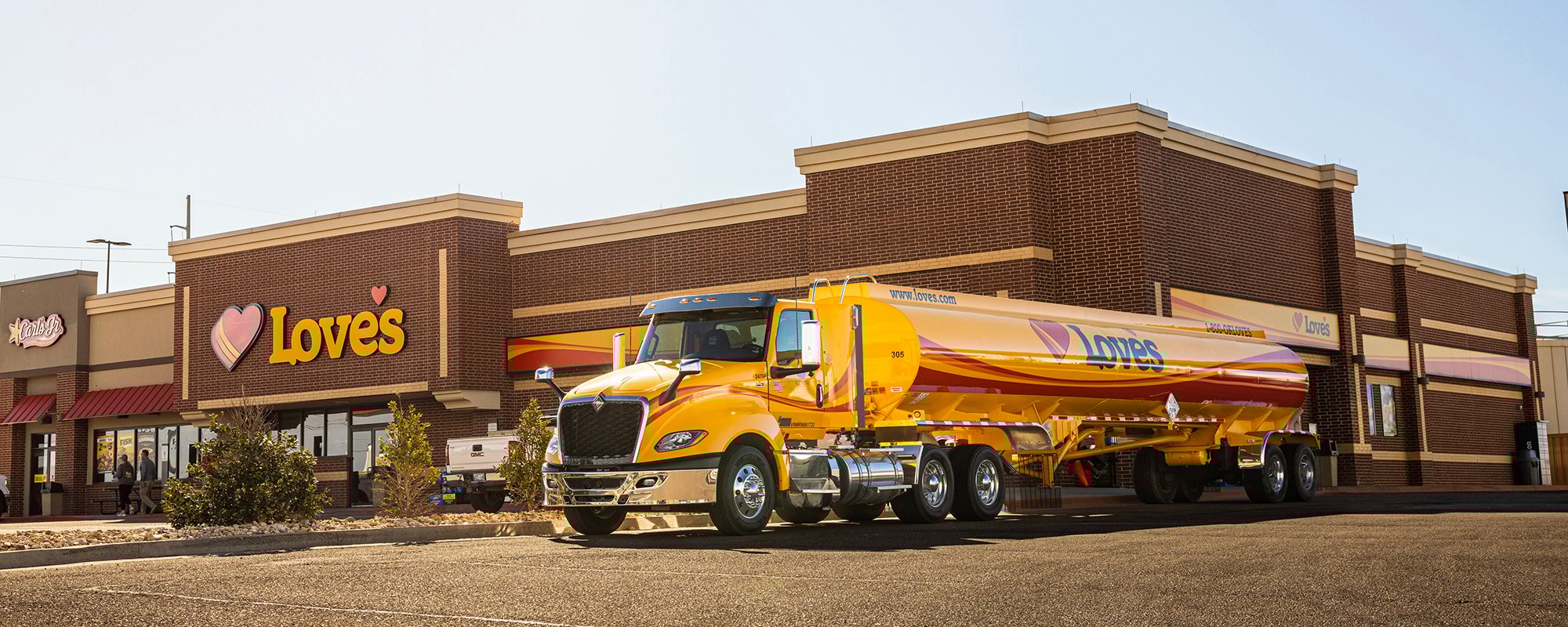 A Gemini tanker in front of a Love's Travel Stop location