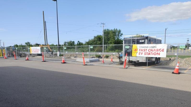 Construction on EV fast charging stations