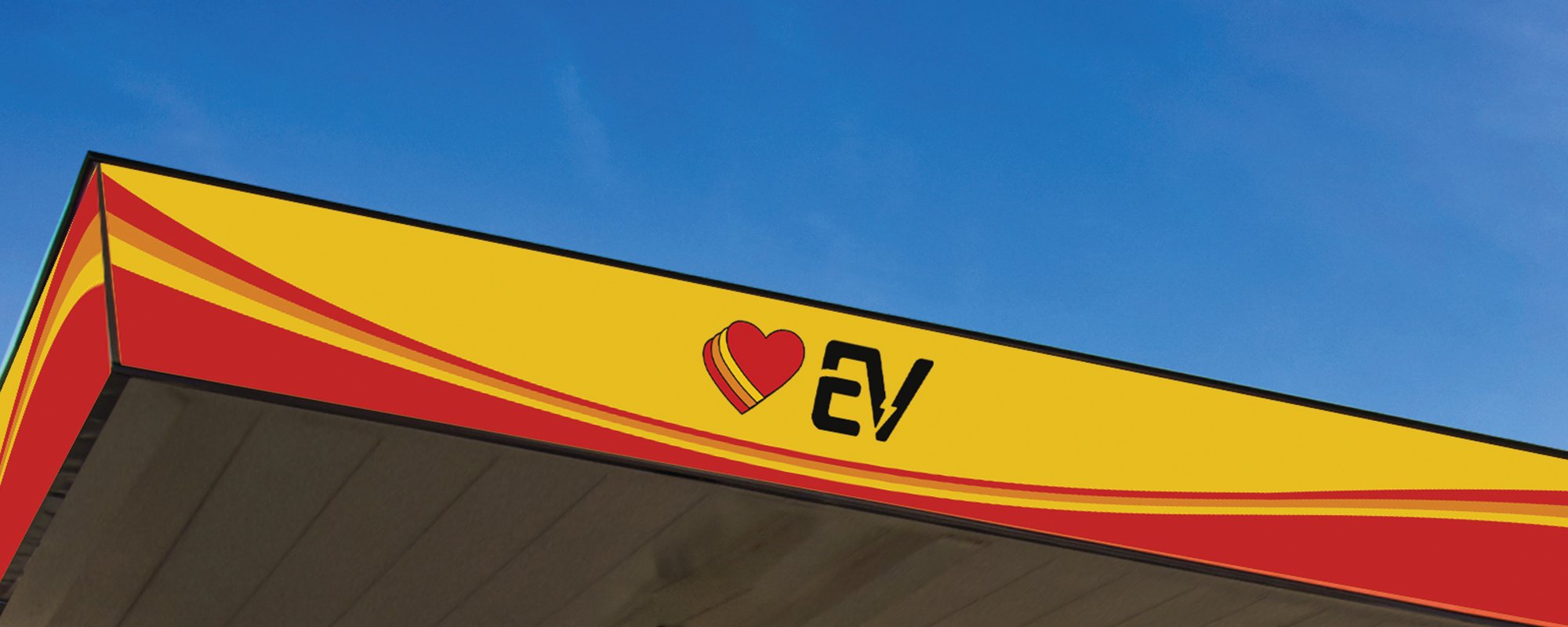 A rendering of an EV charger at a Love's Travel Stop