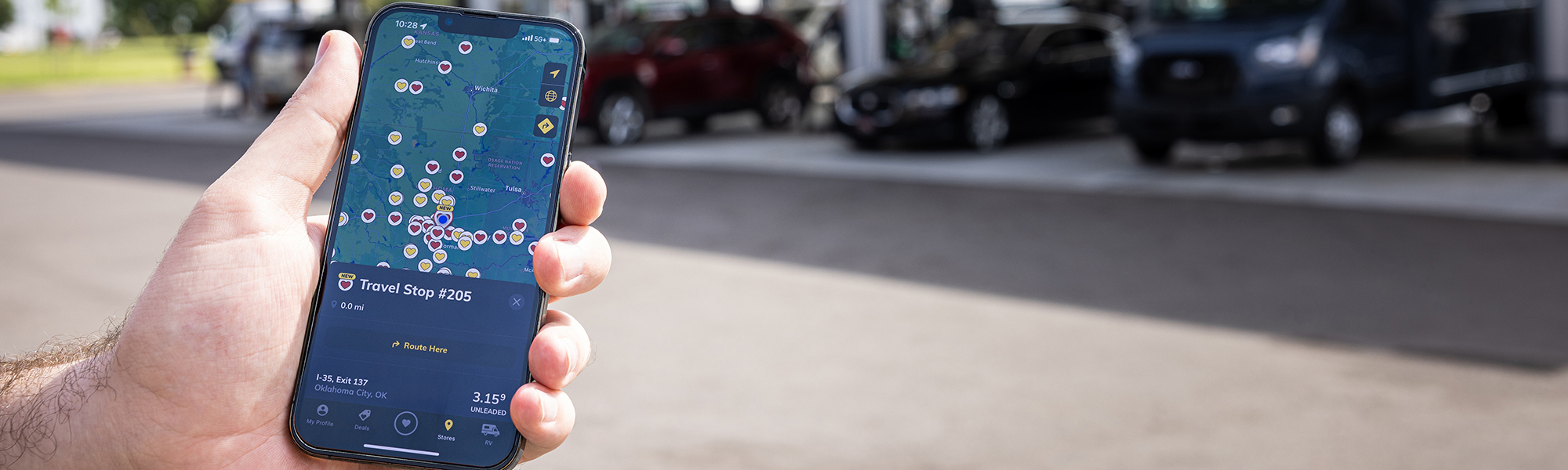 A photo of a customer using the Love's Connect App