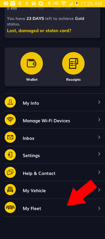 Screenshot of how to add a fleet in the Love's Connect App
