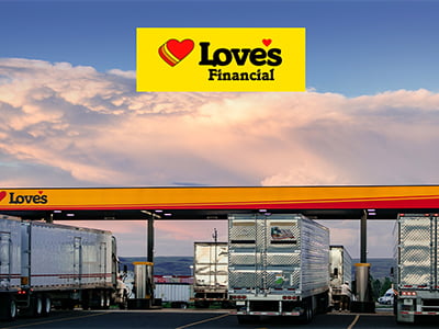 Love's diesel canopy with Love's Financial logo on it