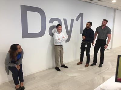 trillium cng interns laughing at corporate office