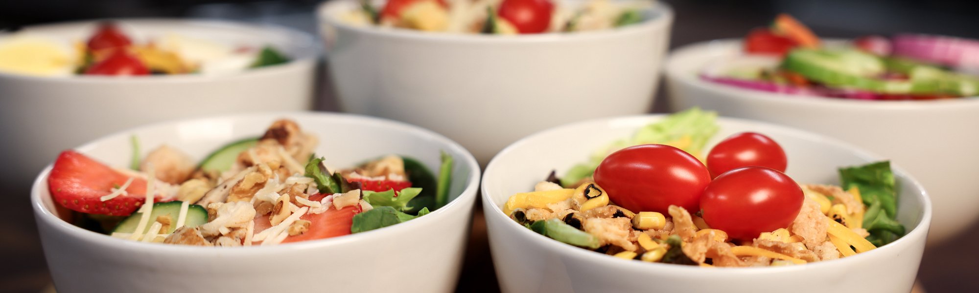 A shot of multiple salads available at Love's