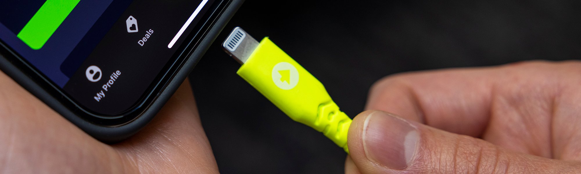 Photo of a lightning charging cable and an iPhone