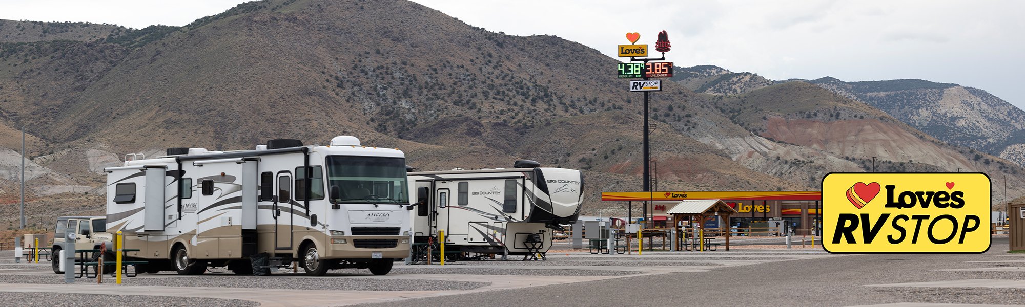 A Love's RV Stop in Salina, UT with the Love's RV Stop logo on top of it