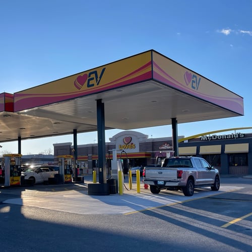 A Love's fast charging station in Jonestown, PA