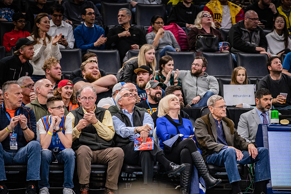 Tom and Judy court-side at an OKC Thunder basketball game.