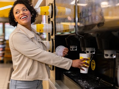 A customer at a fountain machine