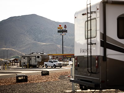 RVs parked at a Love's RV Stop