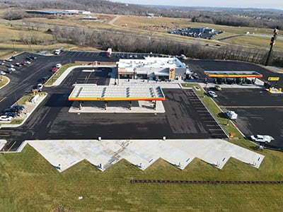 An aerial shot of Store 968 in Fredericktown, MO