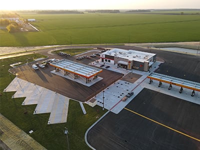An aerial photo of Store 981 in Charleston, MO