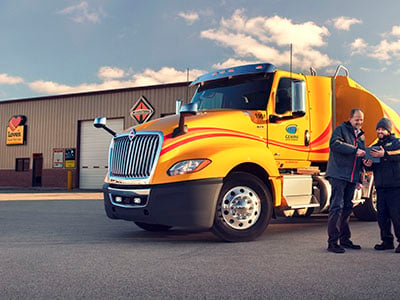 loves tanker truck in front of loves navistar service center