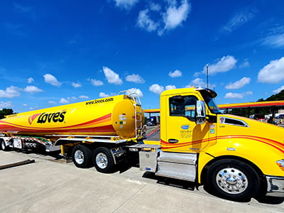 Gemini Motor Transport fuel hauler unloading at Love's