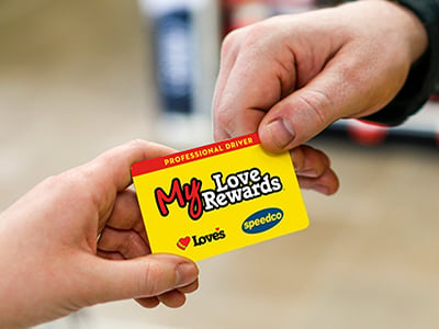 Love's employee handed professional driver his My Love Rewards card