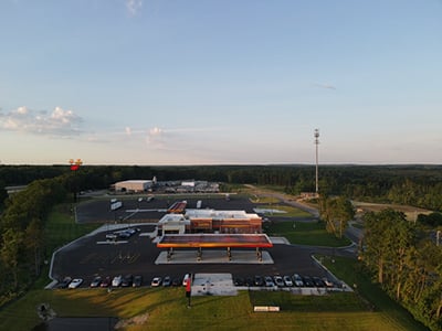 aerial view of Love's Travel Stop in Alamo, Michigan