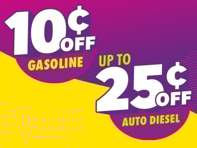 Up to 25¢ off auto diesel and 10¢ off gasoline with the Love's Connect App