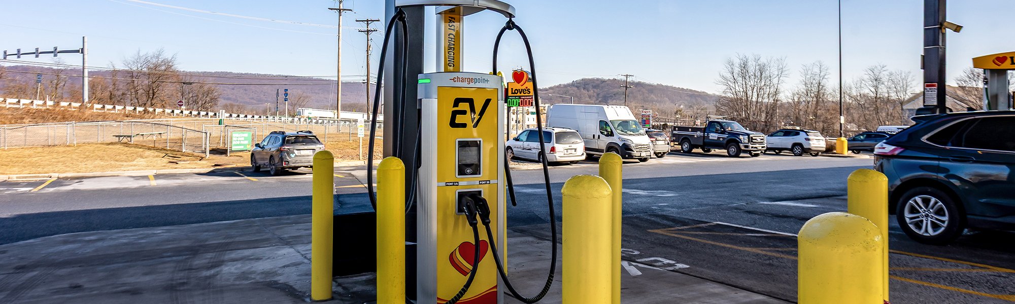 A Love's fast charging station in Jonestown, PA