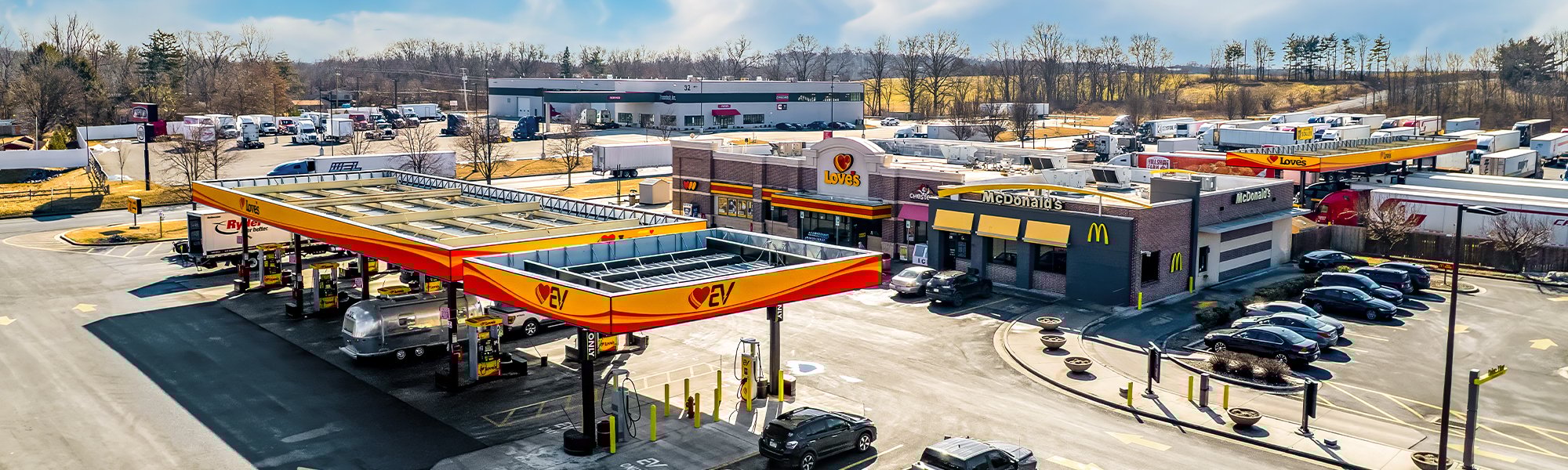 A Love's fast charging station in Jonestown, PA