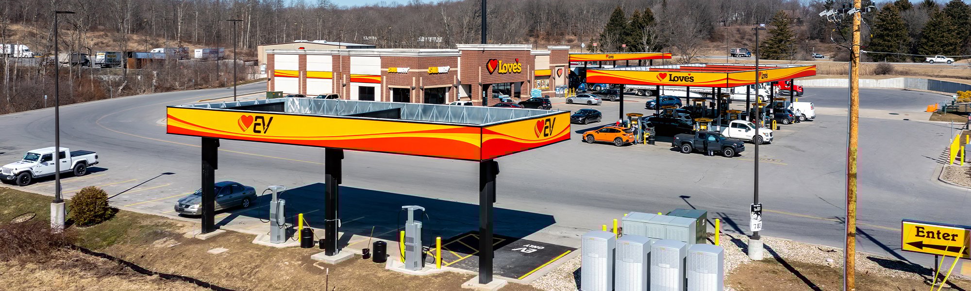 A Love's fast charging station in Slippery Rock, PA
