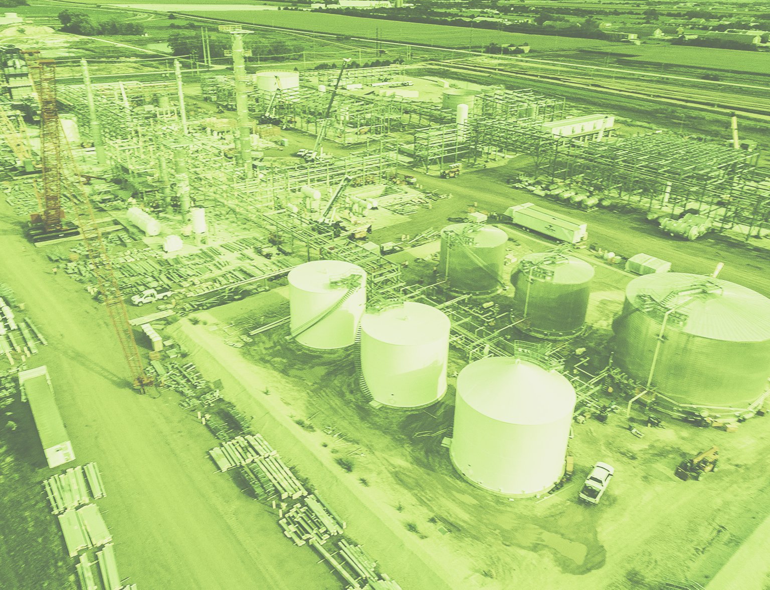 Renewable Diesel facility with transparent green overlay