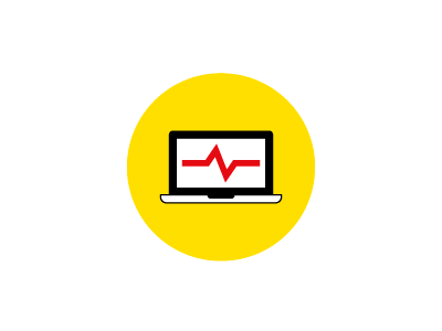 Computer icon with stats on the screen