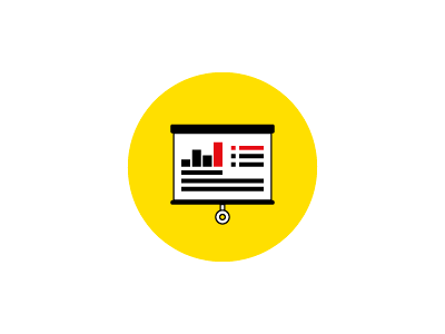 A presentation icon with stats on it