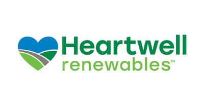 Blue green Heartwell Renewables logo on white background