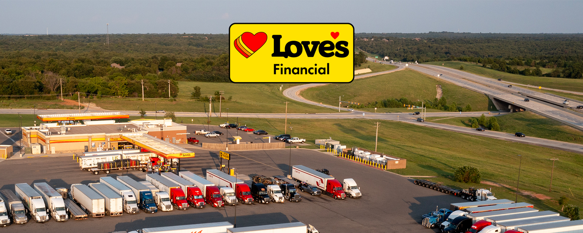Love's Financial logo on image of trucks