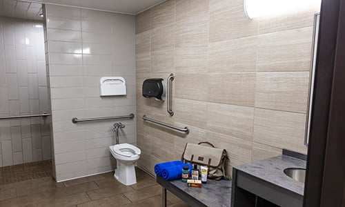 Image of interior of a shower at a Love's Travel Stop.