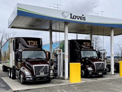 Wegman's trucks at Love's Alternative Energy