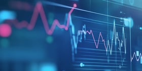 Abstract line chart with blue and pink data trends on a grid