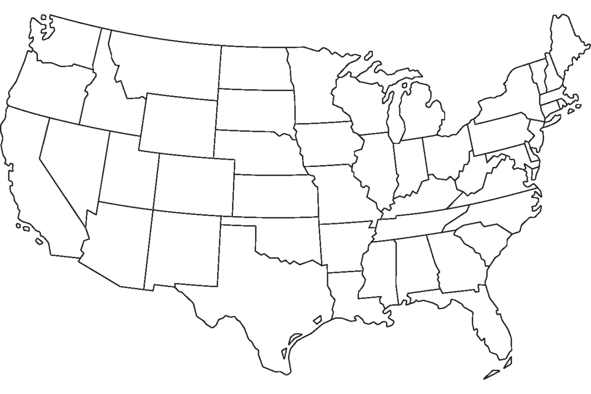 Line drawing of USA in Hex 242424