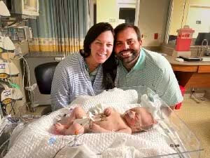 Raychal, Jud and Boyce Roberts in NMMC Women's Hospital NICU