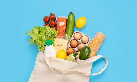 grocery bag full of food