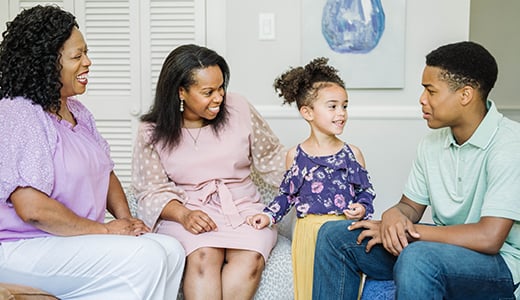 Family on couch